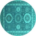thumbnail image 1 of Ahgly Company Indoor Round Oriental Turquoise Blue Industrial Area Rugs, 8' Round, 1 of 4