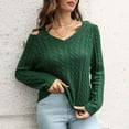 thumbnail image 2 of IROINNID Womens Sweater V-Neck Pullover Sweater Solid Color Loose Mid-Length Long Sleeve Sweater Autumn Winter Knit Sweater, 2 of 8