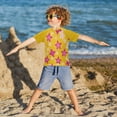 thumbnail image 3 of FORMRS Boys Rash Guard with Short Sleeves UPF 50+ Swim Shirts Sizes 3-12T, Large Pink Stars, 3 of 6