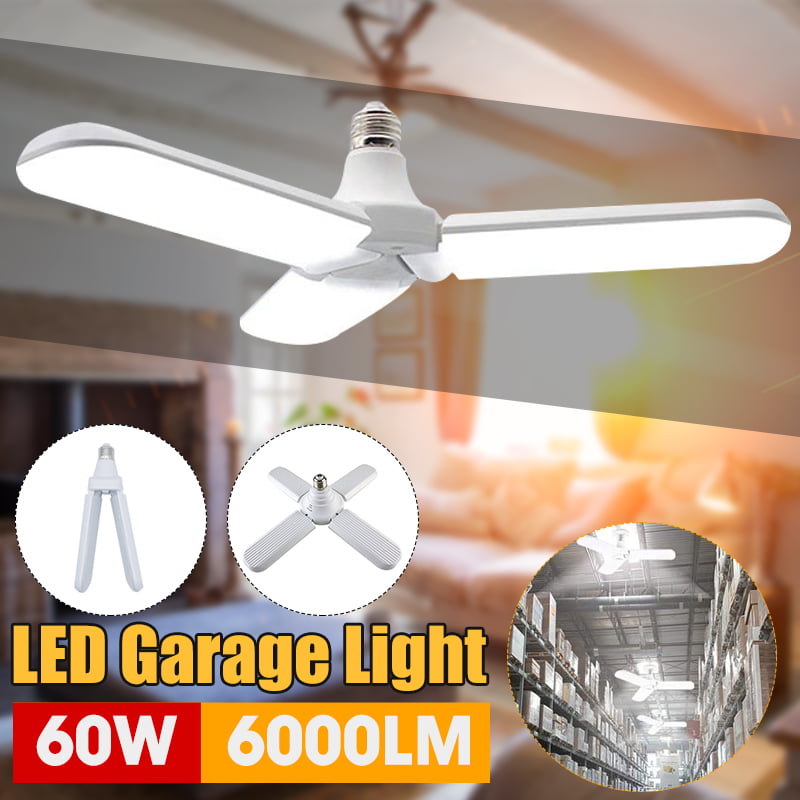 2 Pack LED Garage Light,Deformable Garage Ceiling Lights with 3 Adjustable Panels,6500K Daylight White Garage Light for Workshop Basement