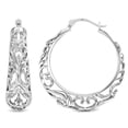 thumbnail image 5 of LeCalla Elegant Hypoallergenic 925 Sterling Silver Round Filigree Hoop Earrings for Women, 27MM, 5 of 8