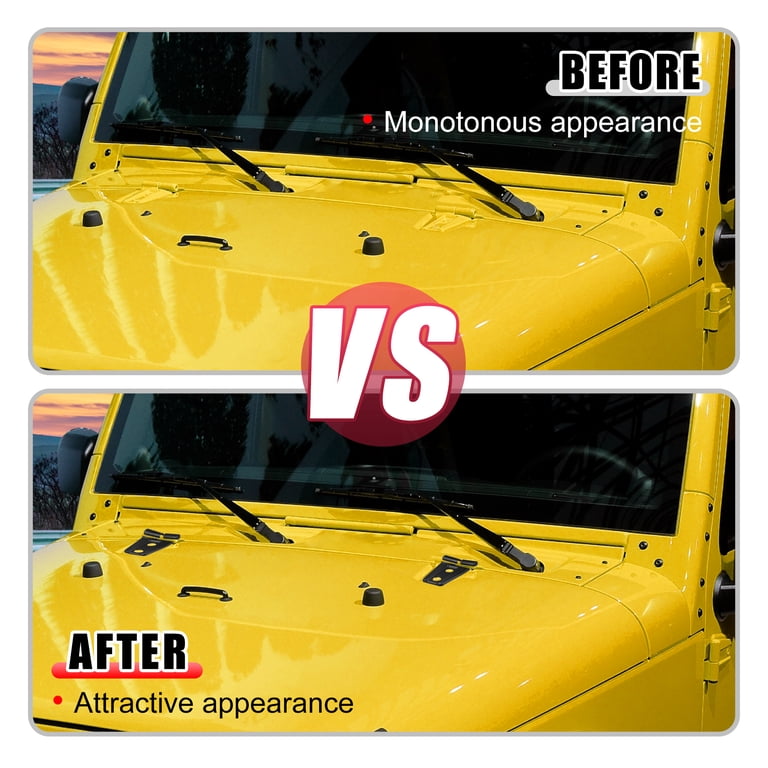 CheroCar Black Hood & Door Hinge Cover Trim For Jeep Wrangler JK 2007-2017 – 10pc Set, ABS Plastic