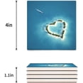 thumbnail image 3 of FMSHPON Heart Shaped Island Blue Coast Landscape Set of 6 Coaster for Drinks, Absorbent Ceramic Stone Coasters Cup Mat with Cork Base for Home Kitchen Room Coffee Table Bar Decor, 3 of 4