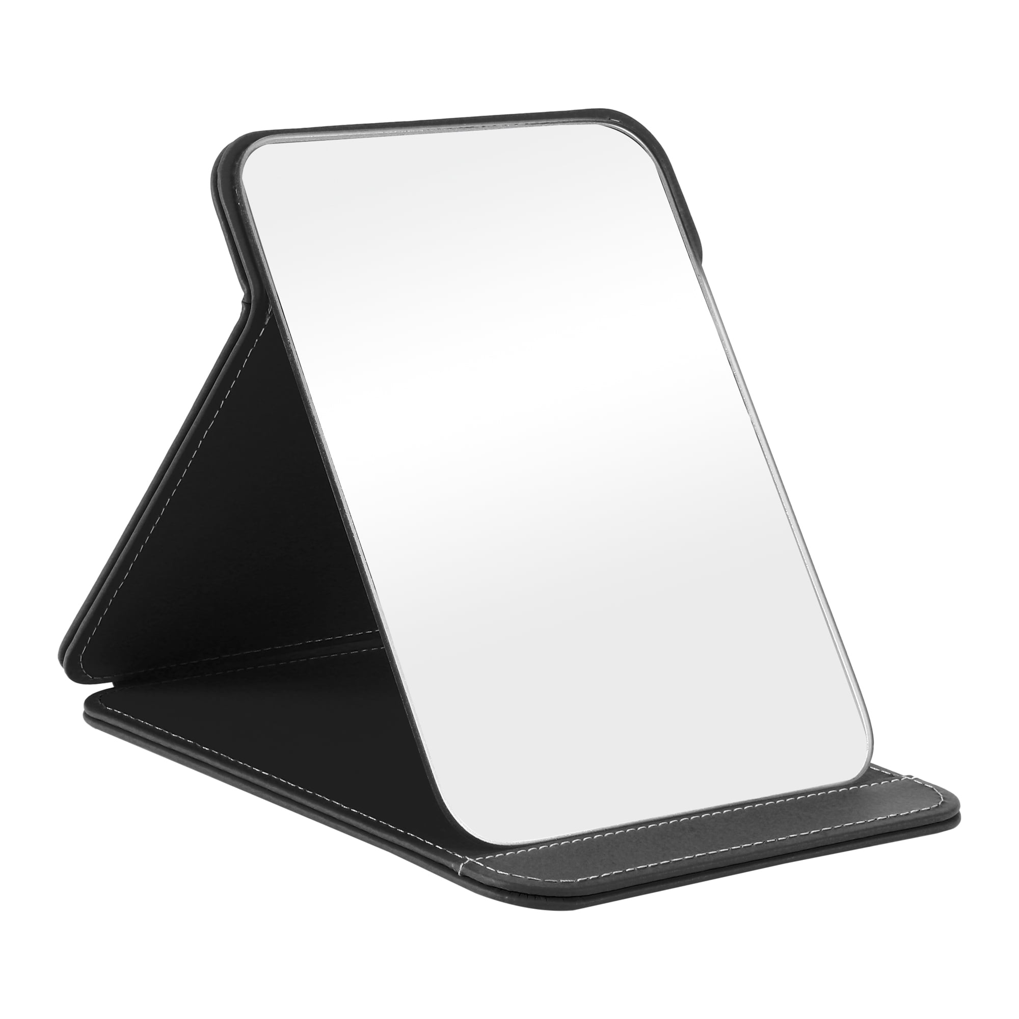 Unique Bargains 1pc Foldable Makeup Mirror for Travel and Vacation Black Large