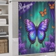 thumbnail image 2 of Dreamy Purple Butterfly Pattern Shower Curtain Bathtub Decor Bathroom Fabric Waterproof Curtains Shower, 2 of 6