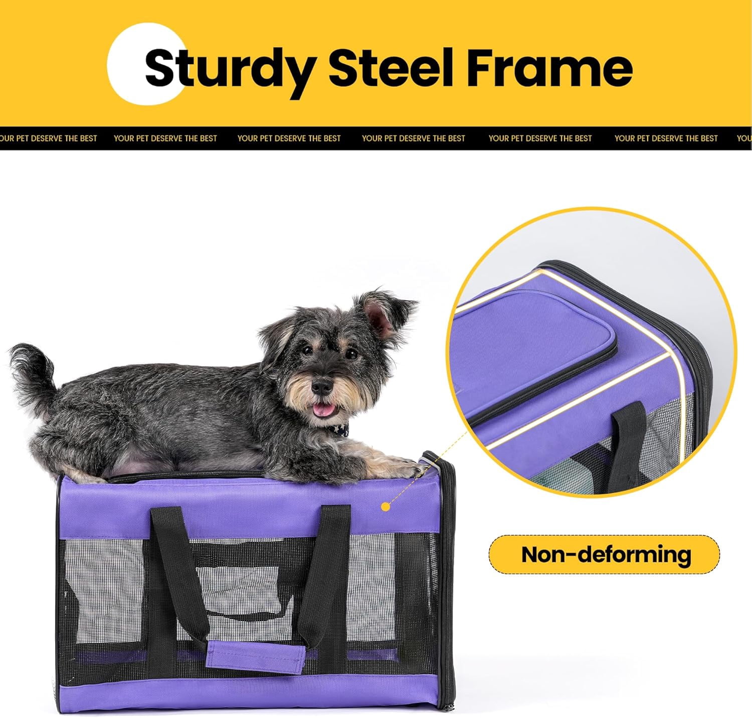 Soft Sided Dog  with Safety Leash, Large   for Pets  to 20 Lbs, Collapsible Travel Bag -