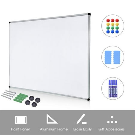 Non Magnetic Aluminum Markerboard - Dry Erase Board White Board 36x48 Inch Magnetic Board with 2 Erasers, 4 Markers and 12 Magnets