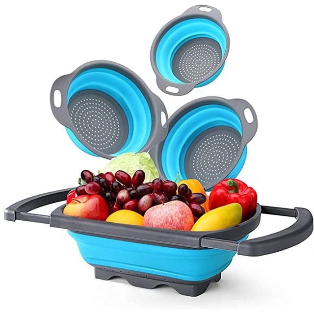 U Chef Set de coladores plegables de silicona para hogar y cocina U Chef Colador de silicona plegable