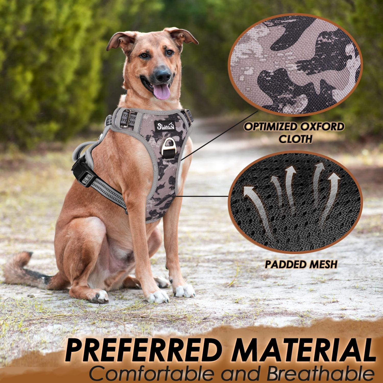 AUTOWT No Pull Dog Harness - Heavy Duty, No Choke Design with 2 Leash Clips & Adjustable Padded Vest