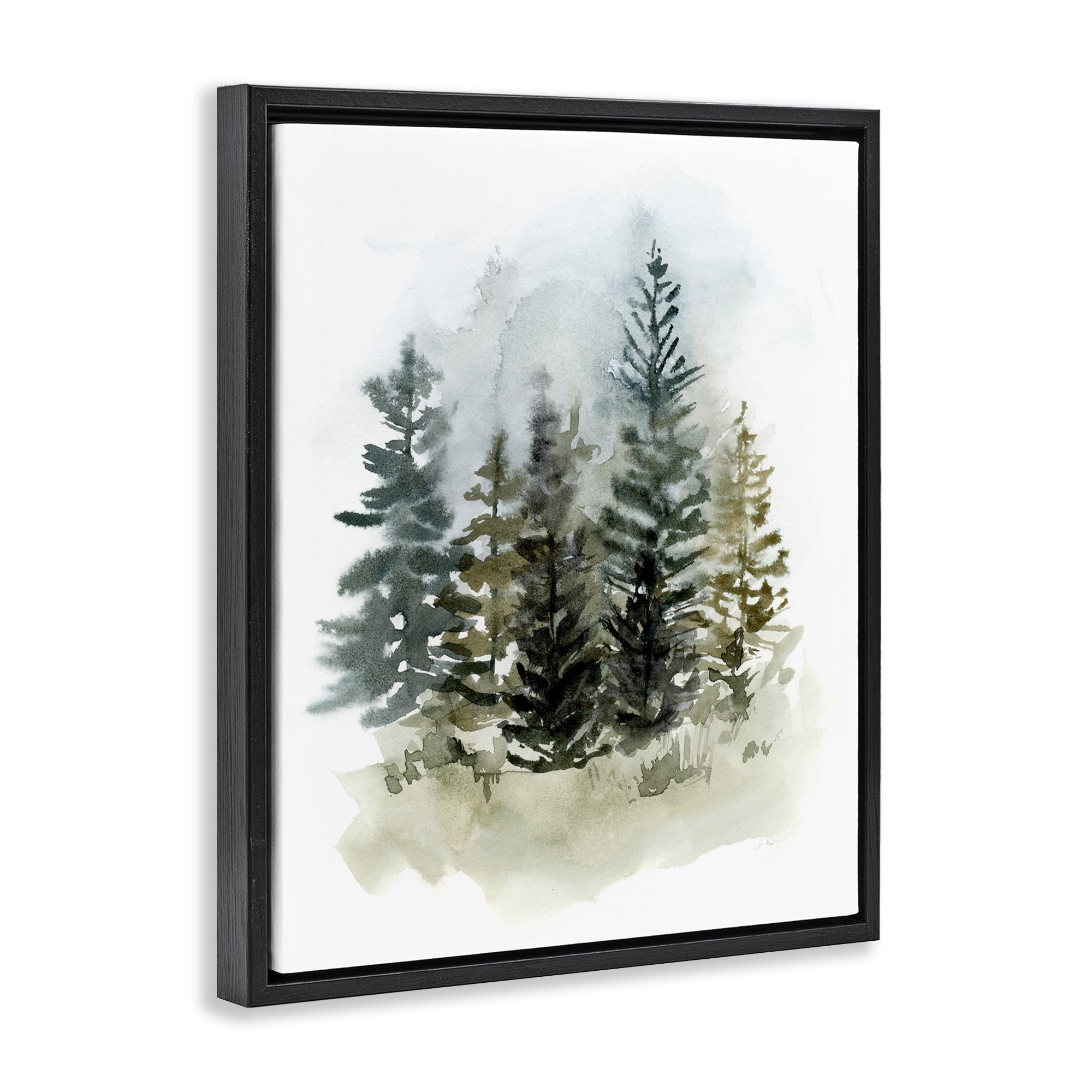 Stupell Industries Layered Woodland Trees Botanical & Floral Painting Black Floater Framed Art Print Wall Art, 17 x 21