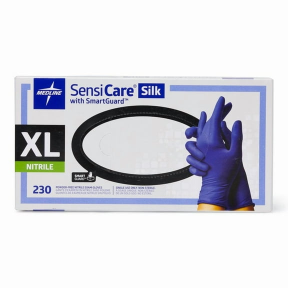 Medline Unisex Exam Nitrile Gloves, Blue, XL