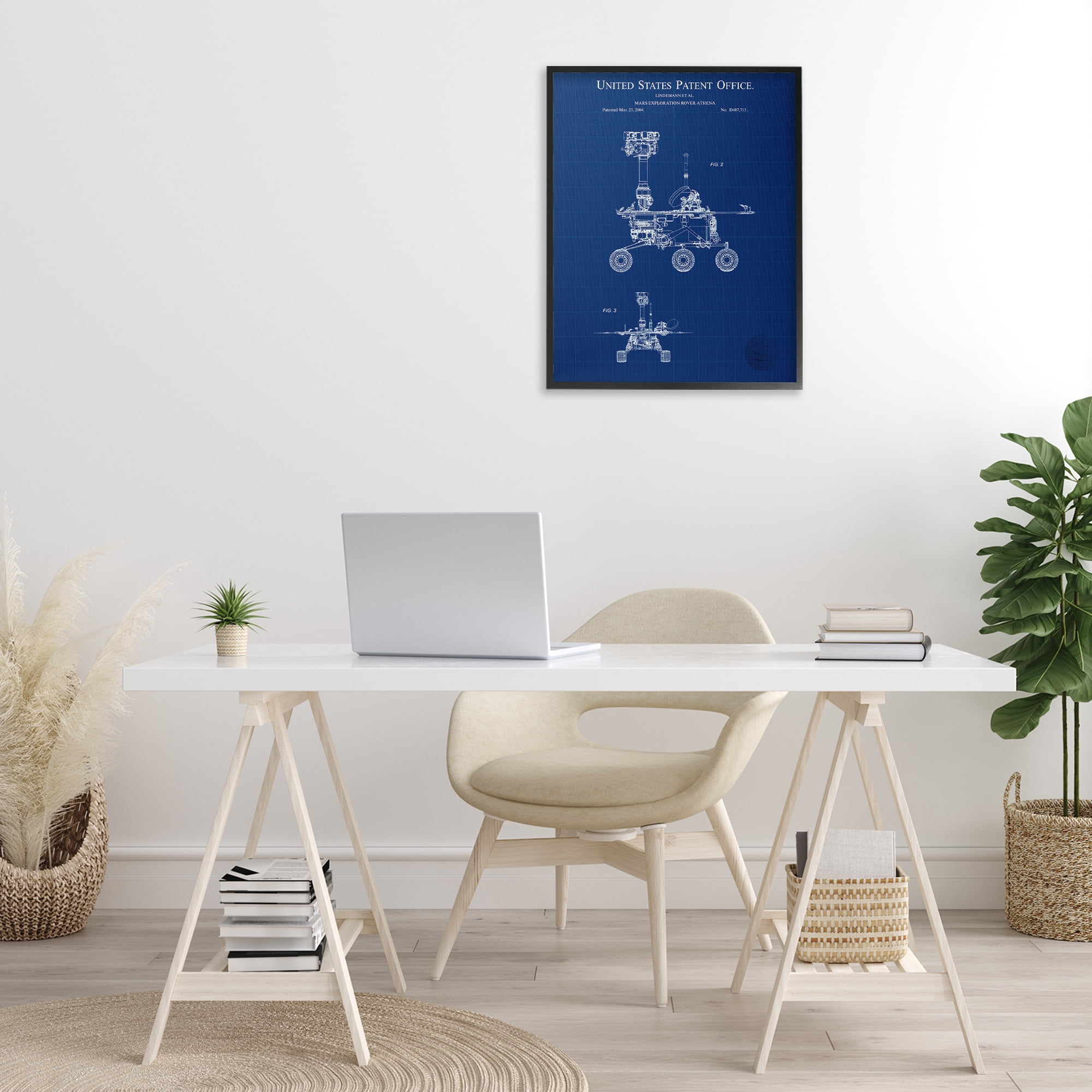 Stupell Industries Mars Exploration Blueprint Transportation Painting Black Framed Art Print Wall Art, 24 x 30
