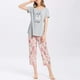 thumbnail image 4 of Tops de pijama para mujer con pantalones capri Conjuntos de pijama Adepaton CJWUS-4749, 4 of 5