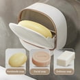 thumbnail image 6 of Wall Mounted Soap Box with Flip Cover Adhesive Soap Holder for Bathroom Shower Kitchen Sink Blue 5" X 2", 6 of 8