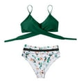 thumbnail image 4 of Atogsazn Womens Swimsuits Two Piece High Waisted Tummy Control Bathing Suits Color Block Criss Cross Wrap Front Bikini Sets Green XXL, 4 of 4
