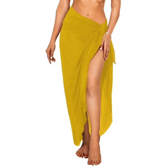 HAPPY BAY Women's Beachwear Summer Beach Wrap Bikini Wraps Sarong Swimwear Swim Cover up Skirt Swimsuit Pareo Coverups for Women One Size Yellow, Plain