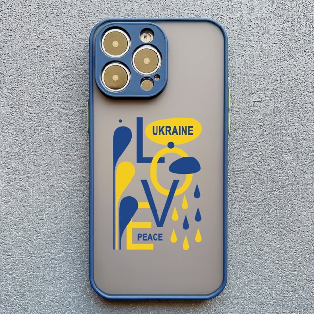 Ukraine Map Flag Love Heart Pattern Phone Case For iphone 15 14 11 12 13 Pro Max Mini X XS XR 7 8 Plus SE2 Blue Shockproof Cover blue Ukraine 5 for iphone 15Plus