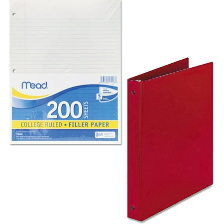 Yellow Binder Paper Mead Filler Paper, College Ruled, 3-Hole Punched, 11 x 8-1/2, 200 Sheets Per Pack and Avery 1