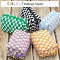 thumbnail image 5 of Checkered Makeup Bag for Purse Portable Zipper Make Up Pouch Small Cosmetic Case for Travel Accessories Pink White, 5 of 10