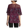 thumbnail image 3 of Kensie Womens Flounce Knit Blouse, Red, Medium, 3 of 3