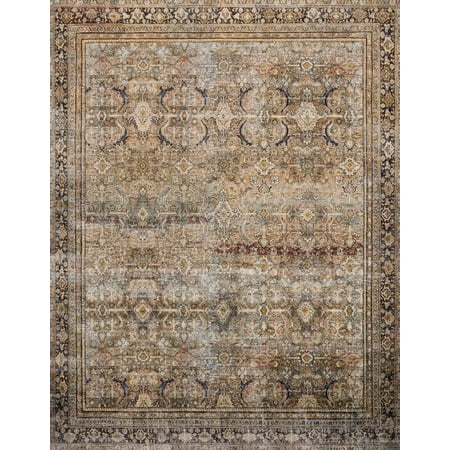 Loloi II Layla Printed Oriental Distressed Olive / Charcoal Area Rug