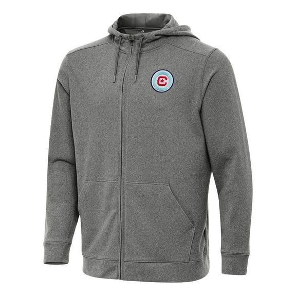 Men's Antigua Heather Black Chicago Fire Effortless Full-Zip Hoodie