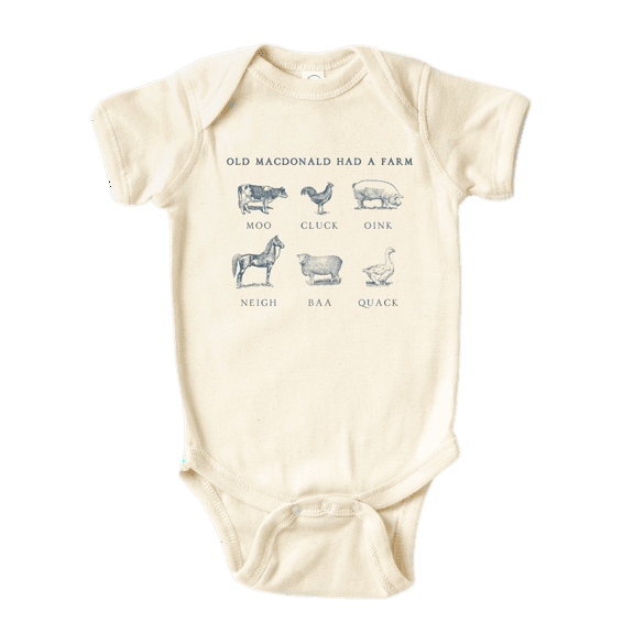 Old MacDonald Had A Farm Shirt Premium Custom Baby Clothes Unisex Announcement Gift for Mom Newborn Outfit 12m Natural