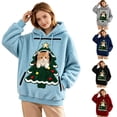 thumbnail image 5 of Christmas Pet Pouch Hoodie for Women Long Sleeve Xmas Tree Graphic Loose Flannel Pullover Sweatshirt Dog Cat Carrier Hoodie, 5 of 8