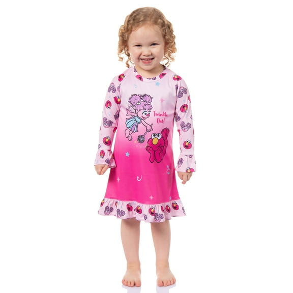 Sesame Street Toddler Girls' Nightgown Twinkle Out Elmo Abby Cadabby Sleep Pajama Dress Sleepwear
