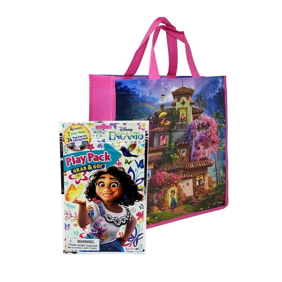 Encanto 12" Tote Bag Purple w/ Disney Grab-n-Go Play Pack Stickers Crayons set