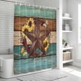 thumbnail image 6 of Country Star Vintage Bathroom Shower Curtains with 12 Hooks Polyester Waterproof Shower Curtain for Bathtubs Sunflower Farmhouse Teal Brown Western Berry Decorative Bathroom Curtain 60x72 Inches, 6 of 8