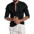 thumbnail image 1 of Camisa De Lino Elegante Y Cómoda Con Cuello En V Para Hombre, 1 of 4