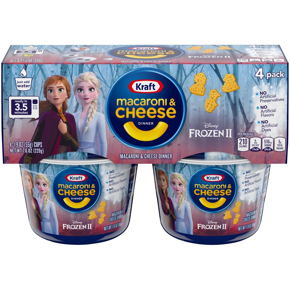 (3 Pack) Kraft Easy Mac Frozen II Shapes Macaroni and Cheese Dinner 4