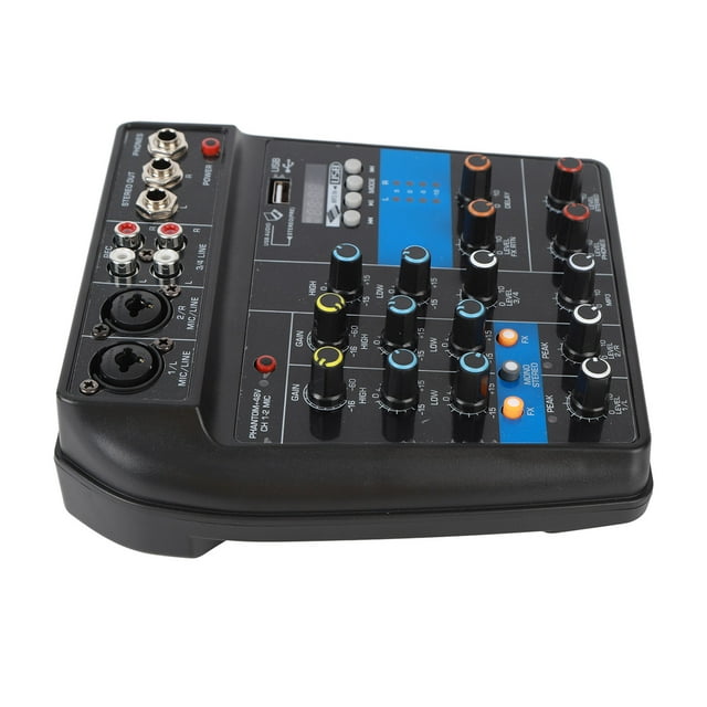 Mezclador de audio, Mezclador de Línea Estéreo de Bajo Ruido USB de 4 Canales Equipeo de Escenario Profesional Con Indicador