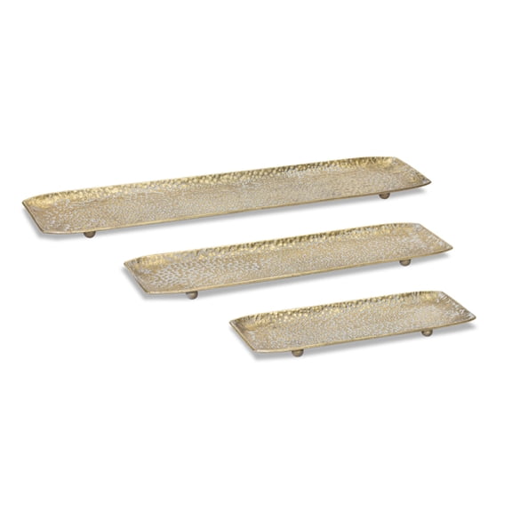 Home Decorative Tray (Set of 3) 15.25"L, 21.25"L, 27.25"L Metal