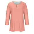 thumbnail image 5 of Aboser 3/4 Length Sleeve Womens Tops Button Down Henley Shirts Dressy Casual Fall Spring Tunic Tops Solid Color Basic Tees Cozy Soft Work Blouses, 5 of 6