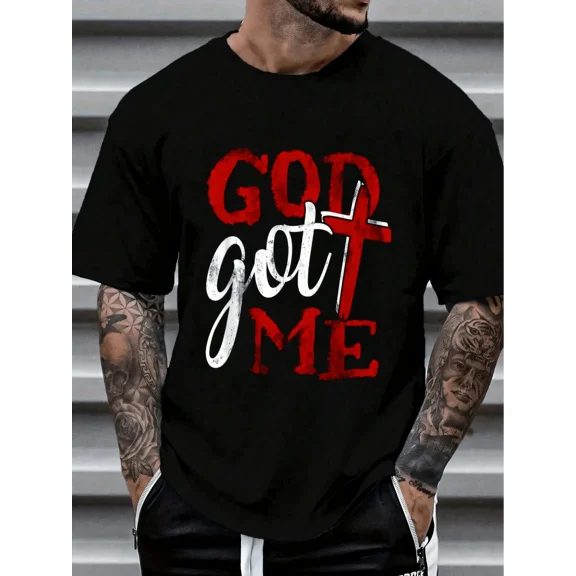 100% Cotton God Christian Faithcross Got Me Religion Quote Inspriration T-Shirt Women's Men's Graphic Tee Causal Tops Fashion Tshirt Short