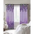 thumbnail image 2 of Purple Lavender Blackout Curtains for Bedroom - 84 Inch Long Light Blocking 2 Panels Set, Spring Watercolor Wildflowers Plant Plaid Thermal Living Room Drapes Grommet Window Curtains 52"x84", 2 of 8