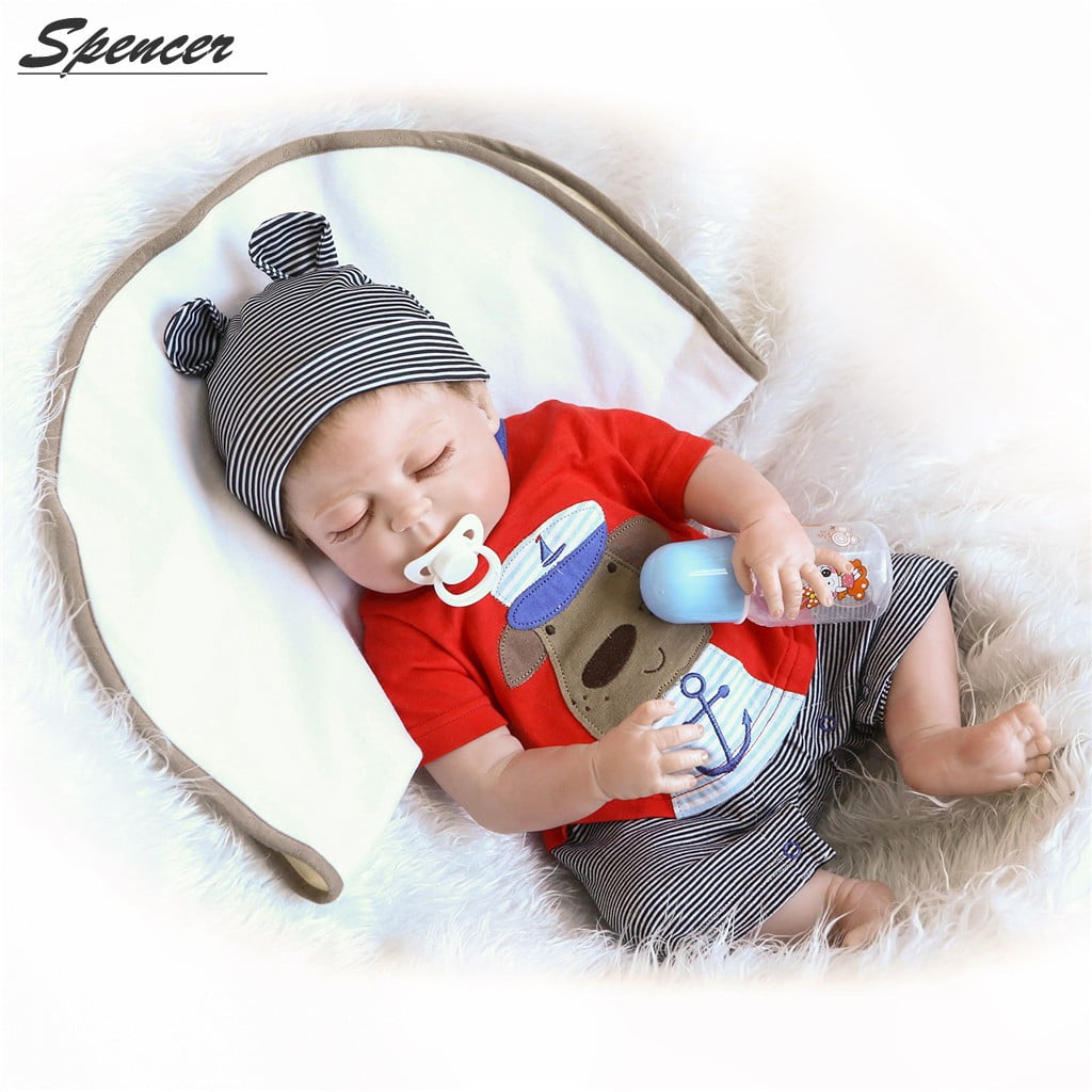 Boneca reborn boy alive baby full silicone dolls toys 23 57cm white skin  hair rooted bebe