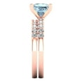 thumbnail image 3 of Clara Pucci 18K Rose Gold 2.63 Natural Aquamarine Engraveable Engagement Ring + Wedding Band Set, 3 of 7
