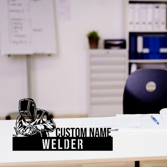 Handmadetneonsign Welder Metal Nameplate, Welder Desk Nameplate, Welder Desk Name Plate Decor