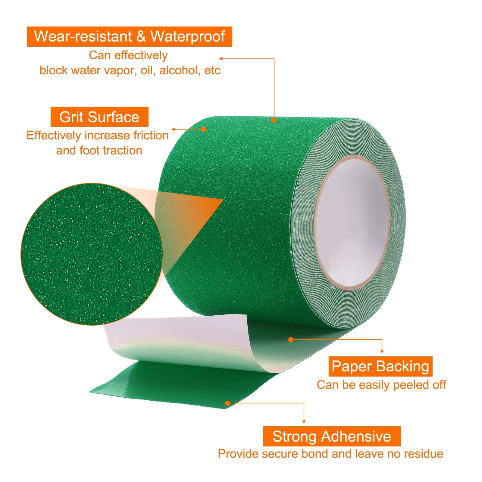 Uxcell Anti Slip Traction Tape 4" x 33ft Waterproof Non-Slip Grip Tape Non Skid Stair Treads Tape for Indoor Outdoor Stair Steps, Green
