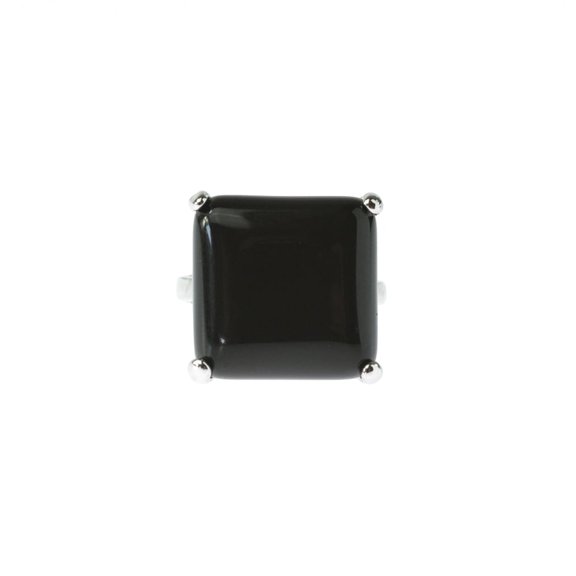 Square Black Onyx Statement Ring - Bold Fashion Cocktail Ring Size 12 Jewelry Ring Silver