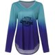 thumbnail image 2 of ICHUANYI Liquidación Camiseta de manga larga con cuello en V y color degradado para mujer ICHUANYI WER202308233305, 2 of 4