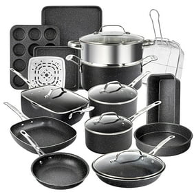 Granitestone Pots and Pans Set, 20 Piece Complete Cookware + Bakeware Set with Ultra Nonstick 100% PFOA FreeIncludes Frying Pans, Saucepans, Stock Pots, Steamers, Cookie Sheets and Baking Pans