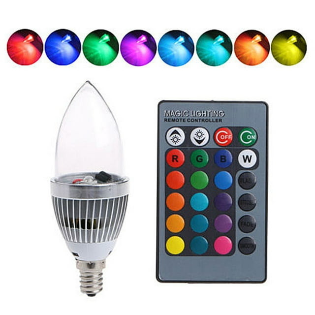 Luz de vela que cambia de color RGBLED, E14/E12 3W RGB LED Luz de vela que cambia de luz RGBLED construida para profesionales