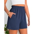 thumbnail image 4 of HKYNLAG Shorts for Women Dressy Casual Elastic High Waisted Ruffle Comfy Lightweight Summer Shorts for Beach Vacation Dark Blue 2XL, 4 of 6