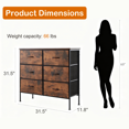 thumbnail image 2 of 6-Drawer Fabric Dresser with Wood Top - Compact Storage Cabinet for Bedroom and Living Room, Brown, 2 of 7