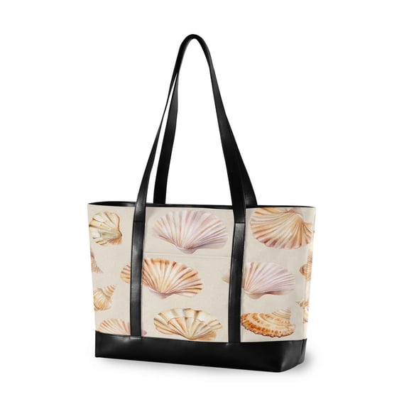 FORMRS Canvas Laptop Tote Bag for Women with 15.6" Computer Compartments Shoulder Handbag, Pink Seashell
