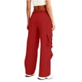 thumbnail image 4 of cocolona Womens Cargo Sweatpants Wide Leg Baggy Sweat Pants Multi-Pocket Cargo Pants Fashion Solid Color Lounge Trousers, 4 of 7